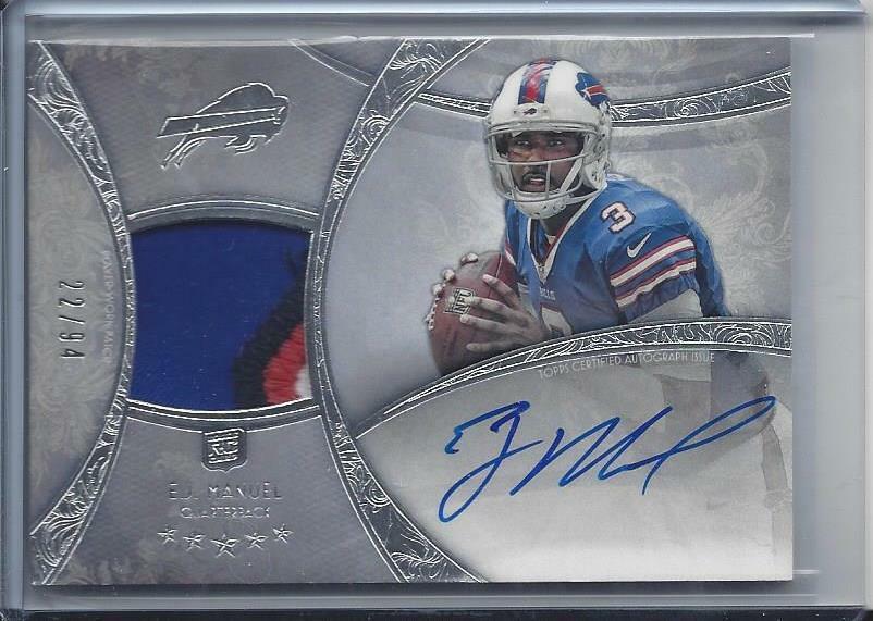E.J. MANUEL 2013 TOPPS 5 FIVE STAR RPA BILLS PATCH ON CARD AUTO RC /94