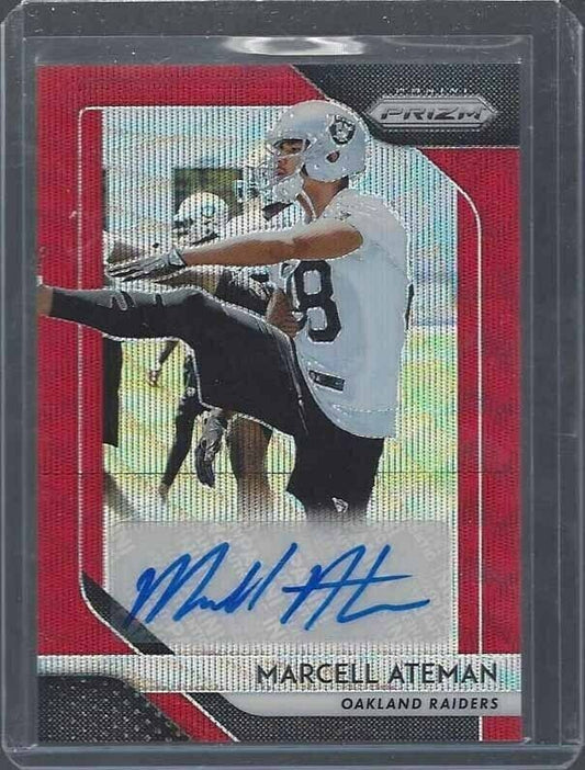 MARCELL ATEMAN 2018 PANINI PRIZM RED WAVE PRIZMS RAIDERS AUTO RC #D 37/199