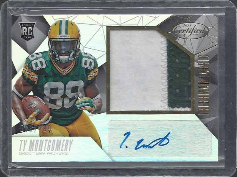 TY MONTGOMERY 2015 CERTIFIED FRESHMAN FABRIC JUMBO 2 COLOR PATCH AUTO RC #D /799