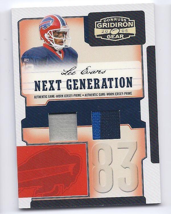 LEE EVANS 2006 GRIDIRON GEAR NEXT GENERATION DUAL 2 COLOR PATCH #D 1/50