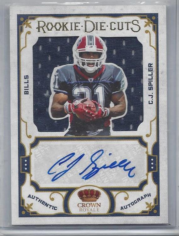 C.J. SPILLER 2010 CROWN ROYALE DIE CUT SILHOUETTE JERSEY AUTO RC #D 43/50