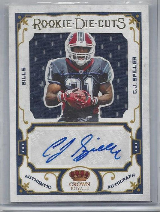 C.J. SPILLER 2010 CROWN ROYALE DIE CUT SILHOUETTE JERSEY AUTO RC #D 43/50