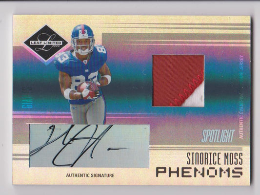 SINORICE MOSS 2006 LEAF LIMITED PHENOMS SPOTLIGHT 2 COLOR PATCH AUTO RC #D 17/25