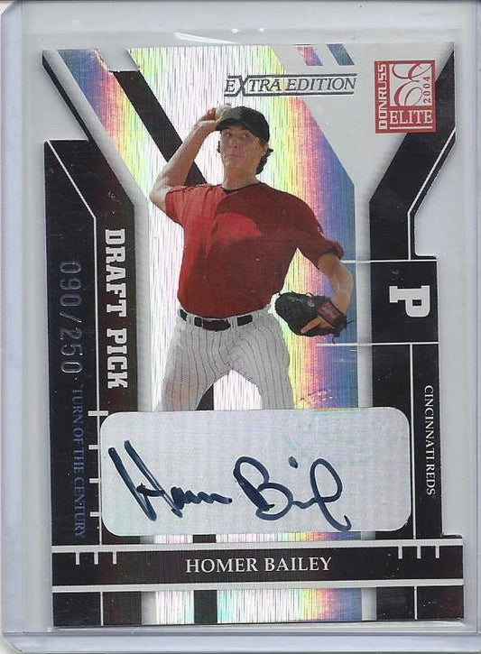 HOMER BAILEY 2004 DONRUSS ELITE EXTRA EDITION REDS DIE CUT AUTO RC #D 90/250