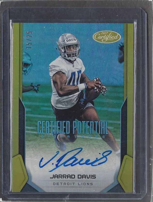 JARRAD DAVIS 2017 CERTIFIED POTENTIAL GOLD LIONS ROOKIE AUTO RC #D 15/25