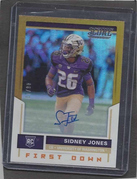 SIDNEY JONES 2017 PANINI SCORE FIRST DOWN ORANGE AUTO RC #D 1/10
