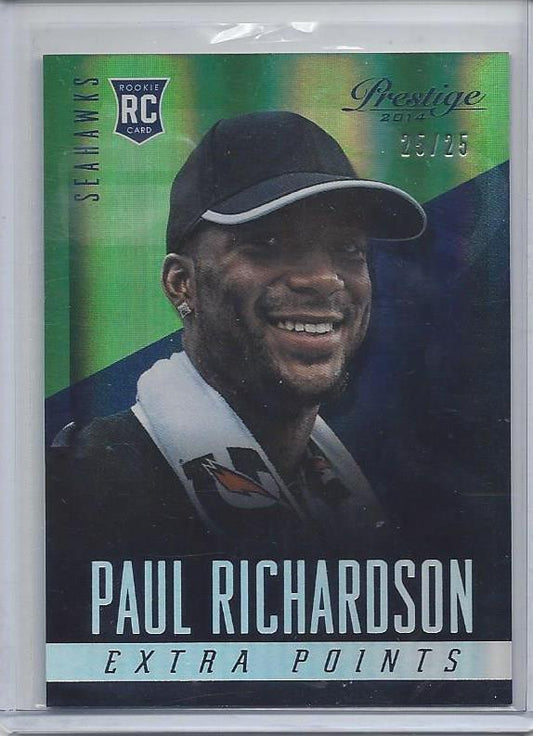 PAUL RICHARDSON 2014 PRESTIGE EXTRA POINTS PURPLE SEAHAWKS RC #D 25/25