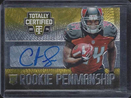 CHARLES SIMS 2014 TOTALLY CERTIFIED ROOKIE PENMANSHIP GOLD AUTO RC #D 10/10