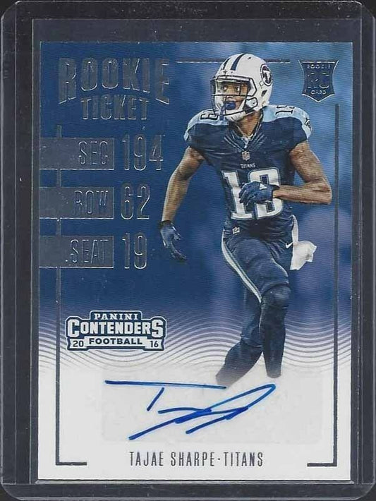 TAJAE SHARPE 2016 PANINI CONTENDERS TITANS ROOKIE TICKET TRUE RC AUTO #138