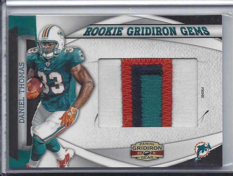 DANIEL THOMAS 2011 GRIDIRON GEAR GEMS JUMBO DOLPHINS 4 COLOR PATCH RC #D /10