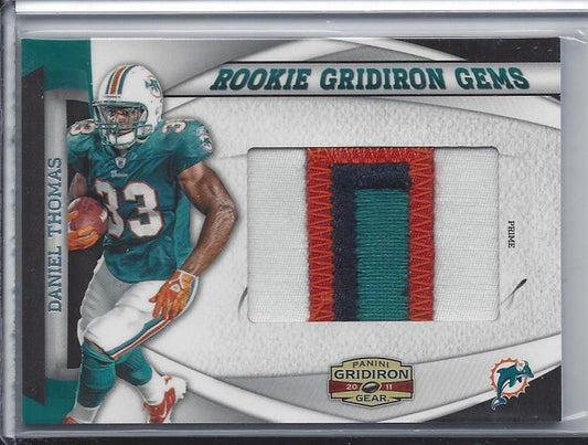 DANIEL THOMAS 2011 GRIDIRON GEAR GEMS JUMBO DOLPHINS 4 COLOR PATCH RC #D /10