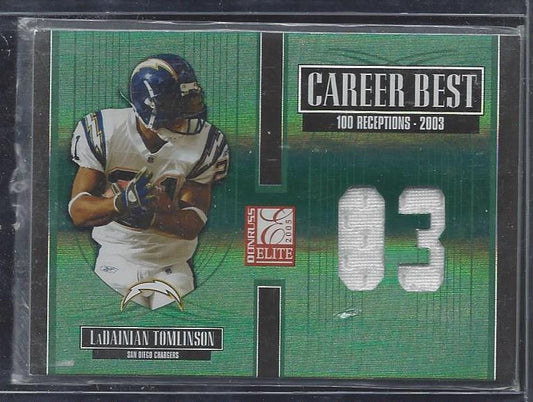 LADAINIAN TOMLINSON 2005 DONRUSS ELITE CAREER BEST DUAL JERSEY #D 95/103