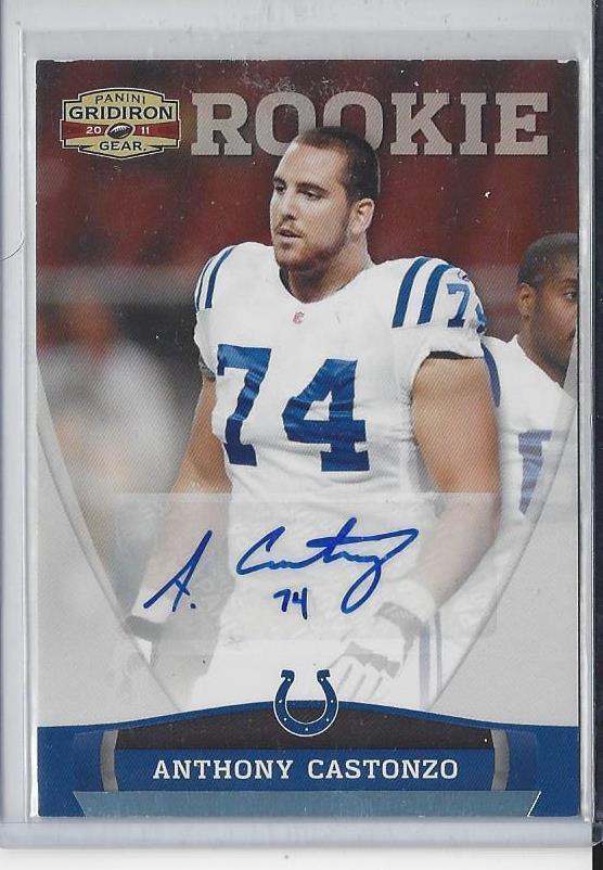 ANTHONY CASTONZO 2011 GRIDIRON GEAR PLATINUM BLUE COLTS ROOKIE AUTO RC #D 6/25