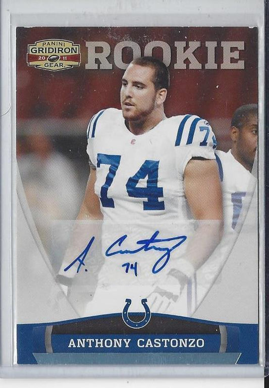 ANTHONY CASTONZO 2011 GRIDIRON GEAR PLATINUM BLUE COLTS ROOKIE AUTO RC #D 6/25