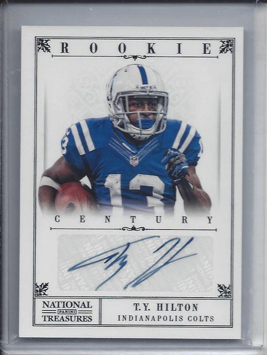 T.Y. HILTON 2012 NATIONAL TREASURES CENTURY BLACK COLTS AUTO RC #D 16/25