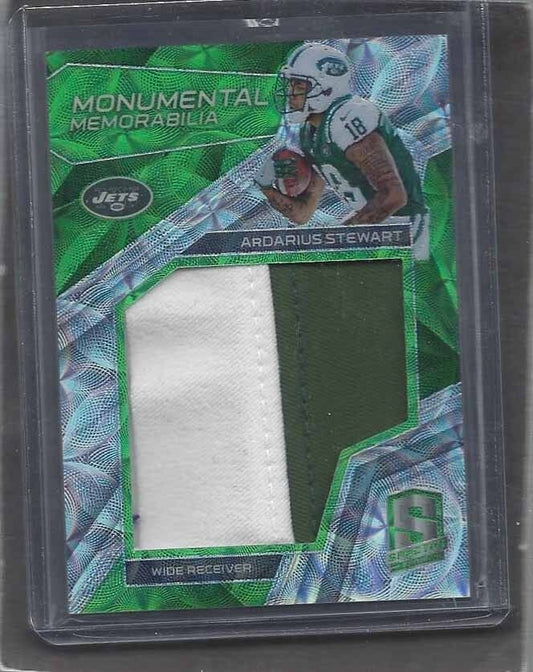 ARDARIUS STEWART 2017 SPECTRA NEON GREEN MONUMENTAL JUMBO 2 COLOR PATCH RC /25