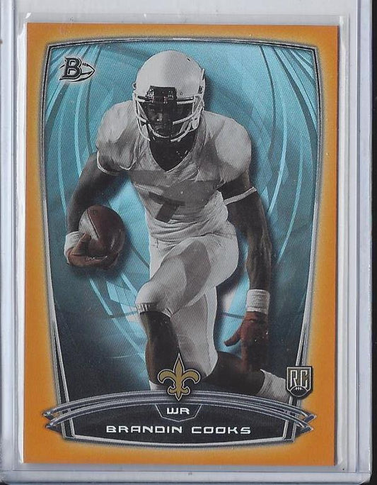 BRANDIN COOKS 2014 BOWMAN ORANGE BORDER BLACK PARALLEL RC #D 6/299