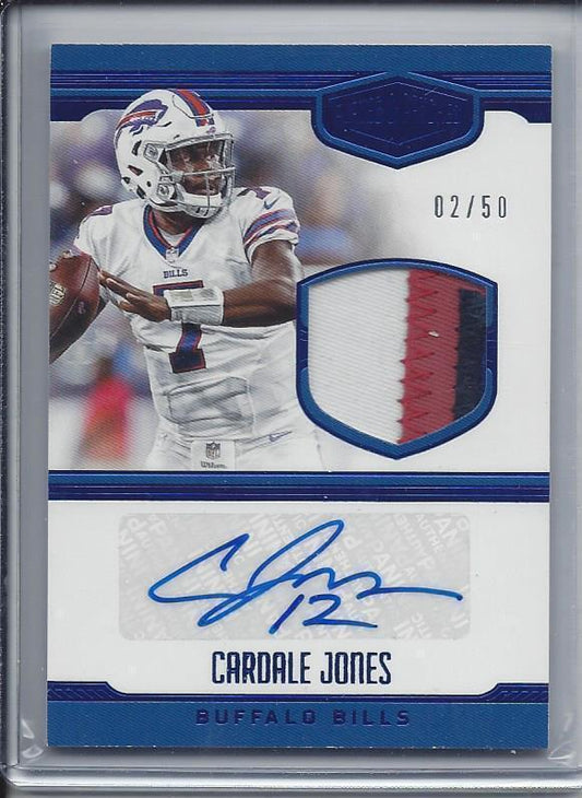 CARDALE JONES 2016 PLATES & PATCHES RPA BLUE 3 COLOR PATCH AUTO RC #D 2/50