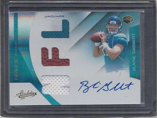BLAINE GABBERT 2011 ABSOLUTE RPM TRIPLE JERSEY BALL ON CARD AUTO RC #D 177/199