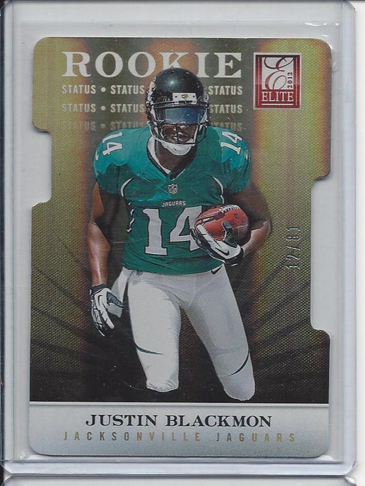 JUSTIN BLACKMON 2012 ELITE STATUS GOLD ROOKIE DIE CUT RC #D 12/81