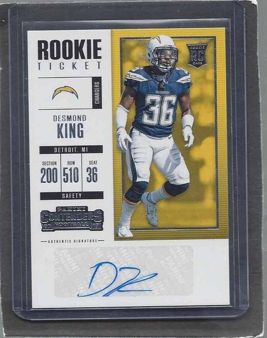 DESMOND KING 2017 CONTENDERS ROOKIE TICKET CHARGERS ROOKIE AUTO RC #124