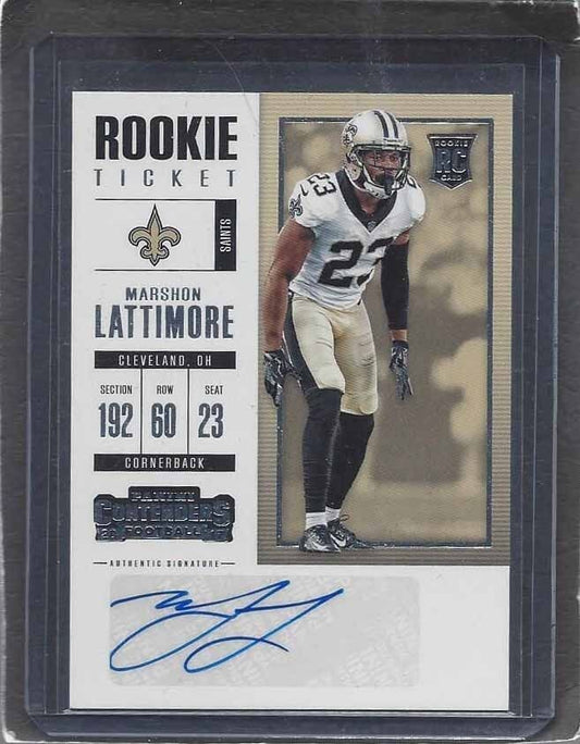 MARSHON LATTIMORE 2017 CONTENDERS ROOKIE TICKET SAINTS AUTO RC #110