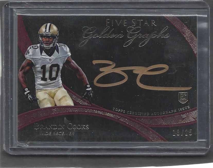 BRANDIN COOKS 2014 TOPPS 5 FIVE STAR GOLDEN GRAPHS GOLD ON CARD AUTO RC #D 18/25