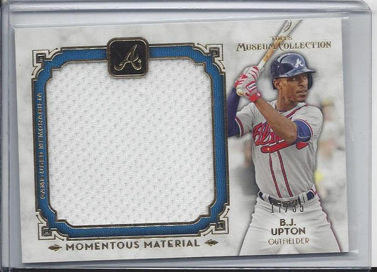 B.J. UPTON 2014 TOPPS MUSEUM MOMENTOUS MATERIAL GOLD JUMBO JERSEY #D 17/35