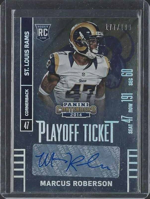 MARCUS ROBERSON 2014 CONTENDERS PLAYOFF TICKET RAMS AUTO RC #D /199