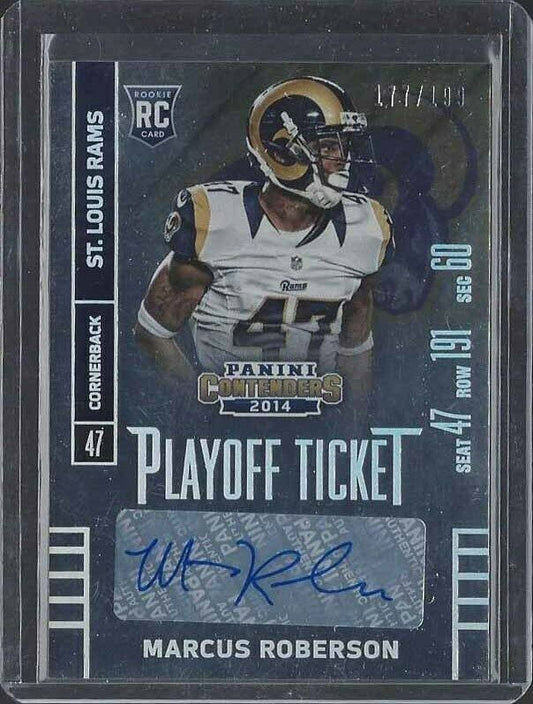 MARCUS ROBERSON 2014 CONTENDERS PLAYOFF TICKET RAMS AUTO RC #D /199