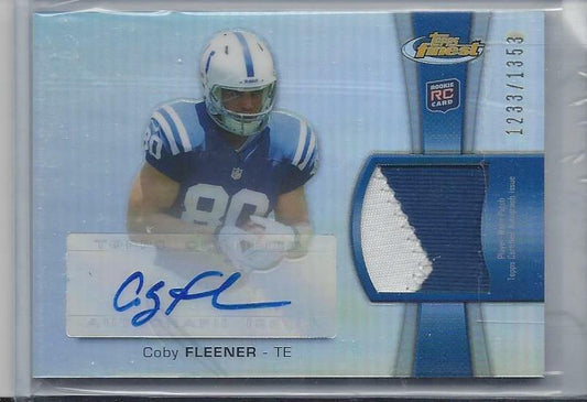 COBY FLEENER 2012 TOPPS FINEST REFRACTOR RPA 2 COLOR PATCH AUTO RC #D /1353