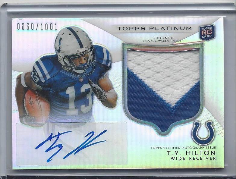 T.Y. HILTON 2012 TOPPS PLATINUM RPA REFRACTOR COLTS ROOKIE PATCH AUTO RC /1001