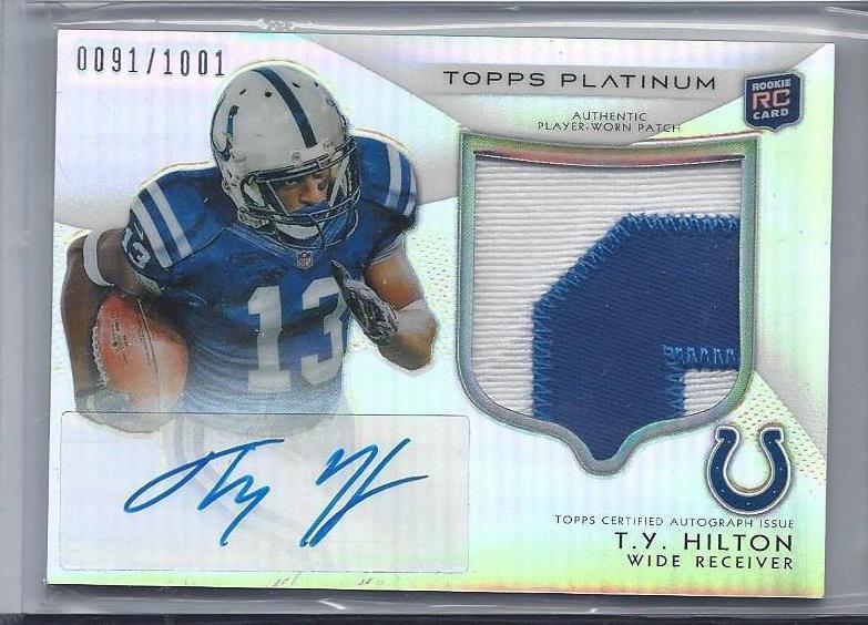 T.Y. HILTON 2012 TOPPS PLATINUM RPA REFRACTOR COLTS ROOKIE PATCH AUTO RC /1001