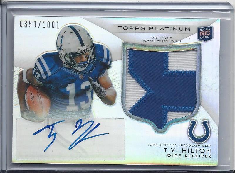 T.Y. HILTON 2012 TOPPS PLATINUM RPA REFRACTOR COLTS ROOKIE PATCH AUTO RC /1001