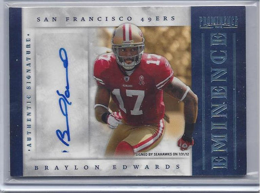BRAYLON EDWARDS 2012 PANINI PROMINENCE EMINENCE AUTO #D 1/15