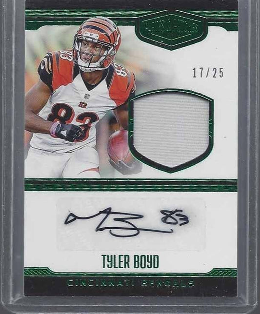 TYLER BOYD 2016 PANINI PLATES & PATCHES GREEN RPA ROOKIE PATCH AUTO RC #D 17/25