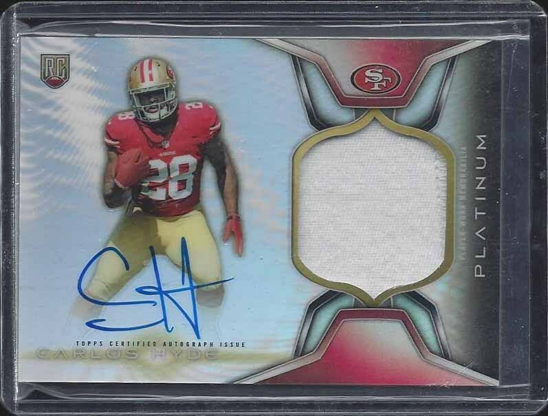 CARLOS HYDE 2014 PLATINUM RPA REDEMPTION REFRACTOR 2 COLOR PATCH ON CARD AUTO RC