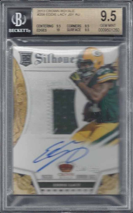 EDDIE LACY 2013 CROWN ROYALE SILHOUETTE RPA JUMBO PATCH AUTO RC /299 BGS 9.5 10