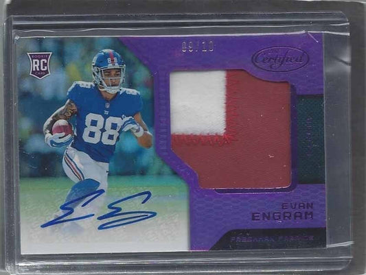 EVAN ENGRAM 2017 CERTIFIED PURPLE RPA FRESHMAN FABRIC 2 CL PATCH AUTO RC #D 9/10