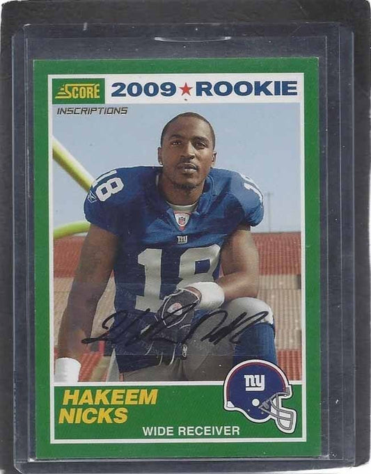 HAKEEM NICKS 2009 SCORE INSCRIPTIONS RARE RETRO ROOKIE AUTO RC #D 7/20