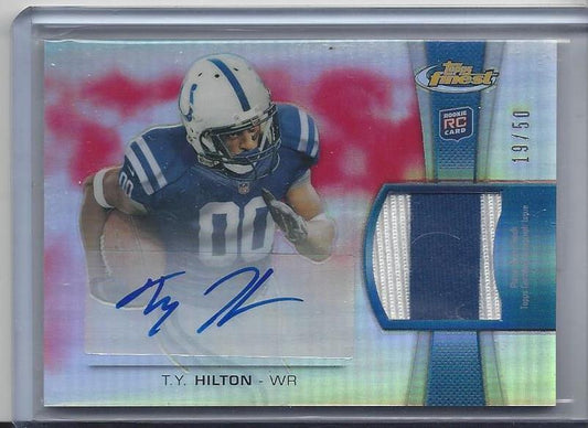 T.Y. HILTON 2012 TOPPS FINEST RPA RED REFRACTOR ROOKIE PATCH AUTO RC #D 19/50