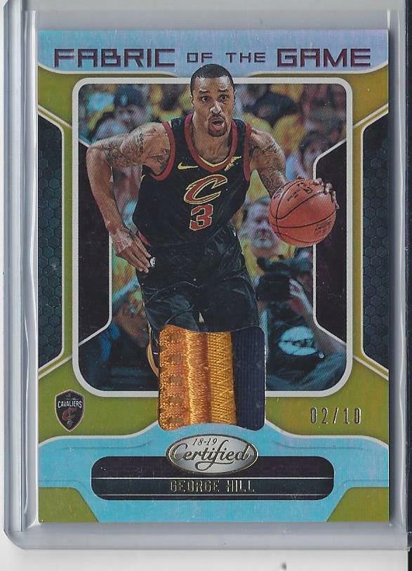 GEORGE HILL 2018-19 CERTIFIED GOLD FABRIC OF THE GAME 2 COLOR PATCH #D 2/10
