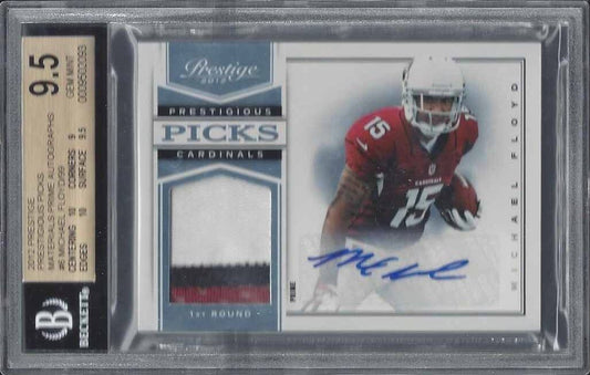 MICHAEL FLOYD 2012 PRESTIGE PRESTIGIOUS PICKS 3 CLR PATCH AUTO RC /99 BGS 9.5 10