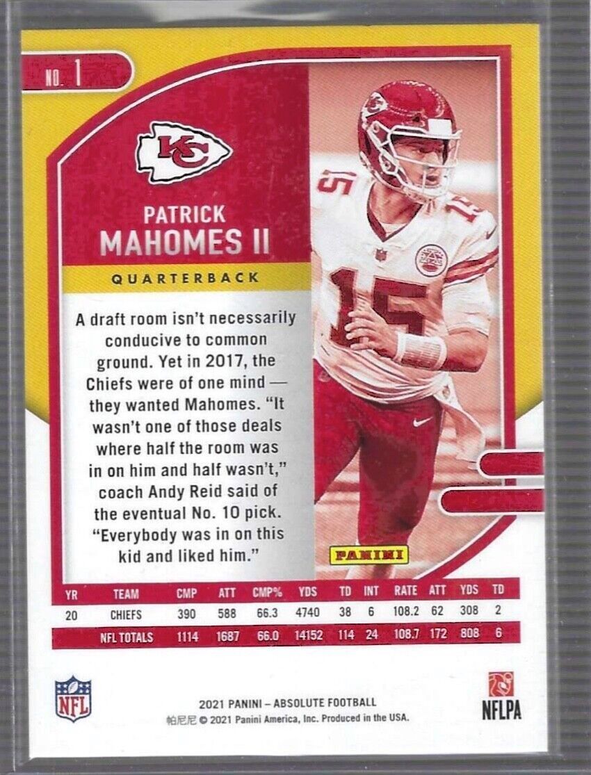 PATRICK MAHOMES II 2021 PANINI ABSOLUTE RED FOIL #D 066/100